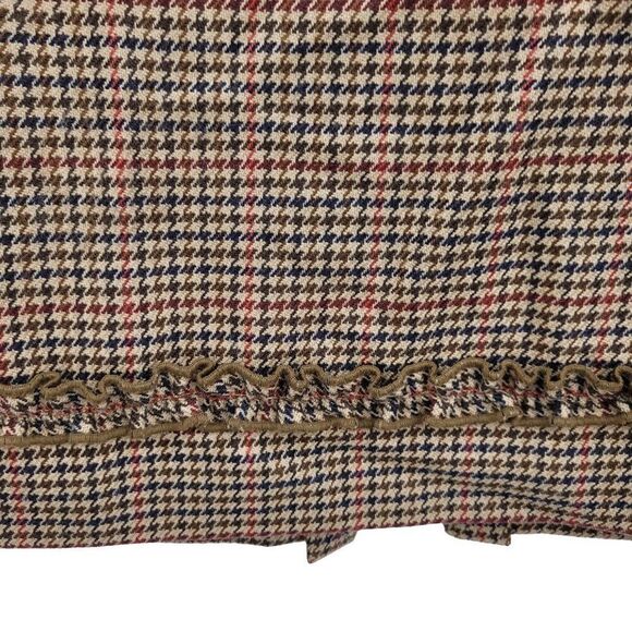 Vintage 80s Casual Corner Skirt Wool Houndstooth Plaid Tea Length Tan 10 Western - Picture 5 of 15